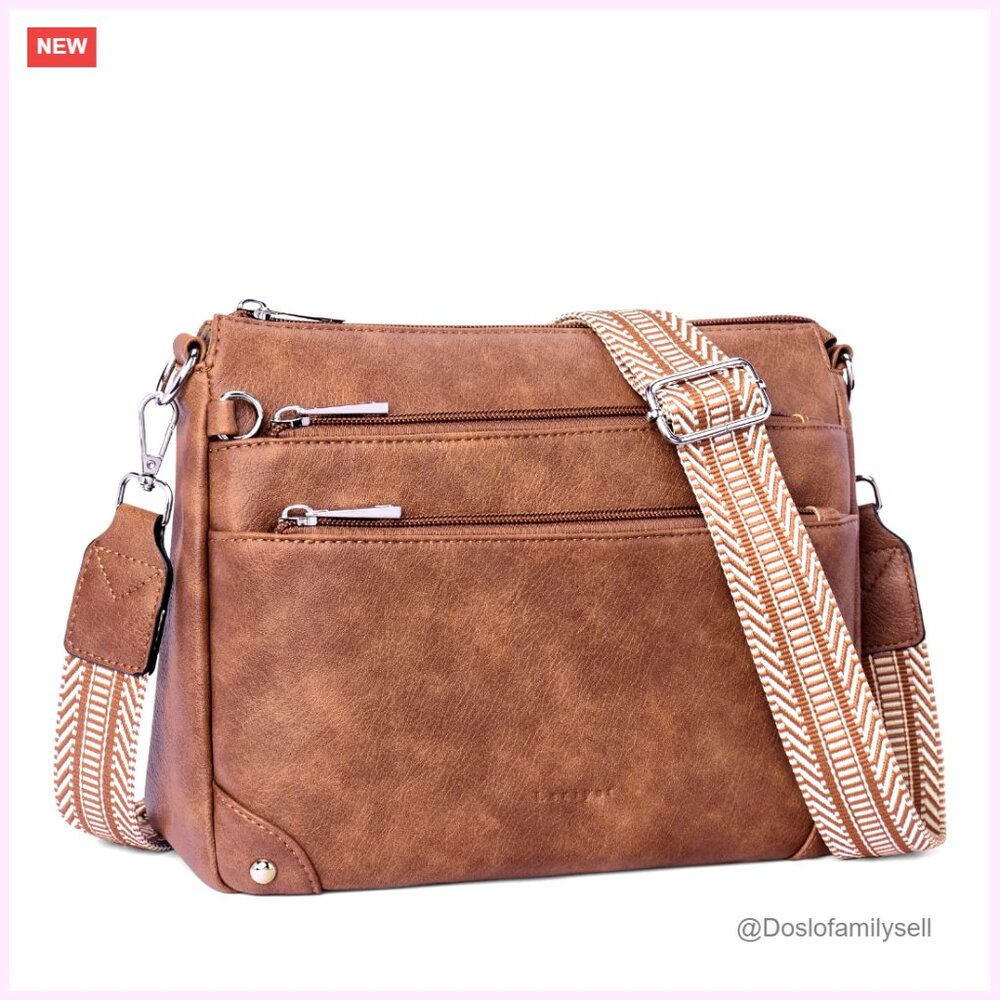 Medium Pu Leather Crossbody Bag With Rfid Protection And Adjustable Strap